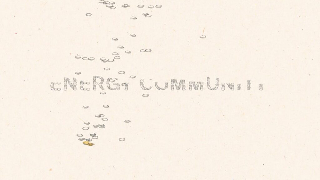 coins falling to form the text "energy community"